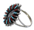 Turquoise And Coral Water Wave Silver Ring Size 6-1/4 AX88957